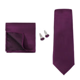 Solid Colors Ties Handkerchief Cufflink Set Men's 7.5cm Slim Necktie Set Party Wedding Accessoreis Gifts MartLion THC-40E  