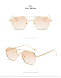 Retro Double Bridges Peach Pilot Sunglasses Women Men's Designer Luxury Metal Frame Eyewear MartLion   