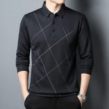 Spring and Autumn Men's Plaid Long-sleeved T-shirt Thin Section Loose Casual Lapel Bottoming Shirt MartLion   
