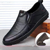 Mens Leather Loafers Non Slip Walking Flats Outdoor Slip on Casual Shoes MartLion   