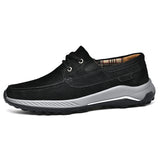 Golden Sapling Casual Shoes for Men's Retro Leather Flats Platform Loafers Leisure Footwear Outdoor MartLion Black 43 
