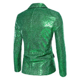 Men's Luxurious Sequin Suit Jacket Green Silver Bar KTV Stage Dress Coat blazers MartLion   