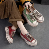 Genuine Leather Lace-up Sewing Flats Handmade Concise Leisure Women Flat Shoes Spring Autumn MartLion   