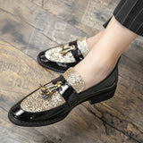 Tassel Men's Dress Shoes Pointed Leather Slip-on Platform Party Luxury Footwear MartLion   