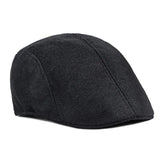 Spring and summer men's solid color hat imitation hemp beret British retro summer breathable hat for the elderly hat MartLion black  