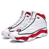 Men's Basketball Shoes High Top Cushioning Non-Slip Wearable Sports Gym Training Athletic Sneakers for Women MartLion White red AJ13 36 