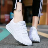 Women Casual Shoes Walking Mesh Breathable Sneakers running Sport Flat Platform White Vulcanized MartLion   
