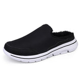 Winter Men's Cotton Casual Shoes Warm Home Slippers Half Loafers Snow with Fur Slip-on Light Flat MartLion Black 47 