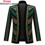 Luxury Baroque Gold Floral Embroidery Blazer Jacket Me'sn Shawl Lapel Velvet Cardigan Blazers  Wedding Party Prom Homme MartLion Pattern 3 US XS 