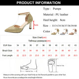 Bling Gold Silver Women's Pumps Point Toe Thin Heel Party Wedding Shoes Summer Ankle Strap High Heels MartLion   