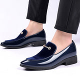 Men's Shoes Party Black Patent Elegant Slip on Loafers Point Toe Velvet Mart Lion   