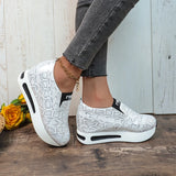 Leopard Print Loafers Shoes Women Spring Slip-On Hidden Heels Sneakers Pu Leather Chunky Platform Sports Ladies MartLion   