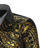 Luxury Men's Shirt Stamping Totem Print Turn Down Collar Buttons Slim Long Sleeve Top Public Club Fancy Mart Lion   