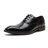 Men's Genuine Leather Shoes Luxury British Vintage Carving Wingtips Brogues Slip on Flats Designer Oxford Dress Mart Lion Black 38 