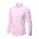 Men's White Shirt Long-sleeved  Professional Work Collared Clothing Casual Suit Button MartLion long pink 3XL 