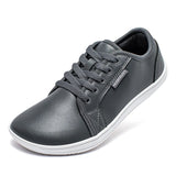 HOBIBEAR Minimalist Shoes for Men Wide Toe Barefoot Zero Drop Shoes Casual Leather Fashion Sneakers Lightweight Walking Shoes MartLion Gray '47 