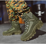 Fujeak Men's Military Tactical Boots Autumn Winter Waterproof Leather Desert Safty Work Shoes Combat Ankle Mart Lion   