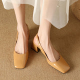 Elegant  Sandals Women Summer Shoes Pink Black Nude Medium Heels Pumps Close Toe Office Party Shoe Female MartLion   