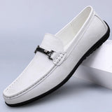 Men's Loafers Slip on White Leather Shoes Casual Spring Summer Autumn Luxury Designer Loafer Moccasins MartLion   