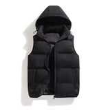 Cotton Vest Men's Fall Winter Hooded Vest For Solid Color Cotton Vest MartLion 5 M 