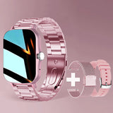 Straps Smart Watch Women Men's Smartwatch Square Dial Call BT Music Smartclock For Android IOS Fitness Tracker Trosmart Brand MartLion pink add 2 straps  