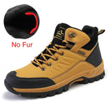 Winter Men's Snow Boots Warm Plush Waterproof Leather Ankle Boots Non-slip Men's Hiking Boots MartLion 02 Yellow Brown 7 