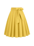 Women Summer Midi Long Skirt Solid Elegant Waist MartLion Yellow S 