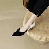 Spring Women Shoes Kid Suede Square Toe Chunky Heel Slip-On Pumps Concise High Heel 6cm MartLion   