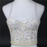 Women Bra Rhinestone Corset Party Clothes Lady Push Up Bra Woman Tops Clothing Gothic Shaper Vintage Bra Underwear MartLion 9-white XL 