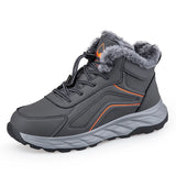 Anti-slip Leather Casual Shoes Warm Padded Ankle Boots Unisex Sports Footwear Waterproof Men's Cotton MartLion GRAY 36 