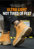 leather work shoes men's work safety boots anti scald welding safety anti puncture work with a steel toe cap MartLion   