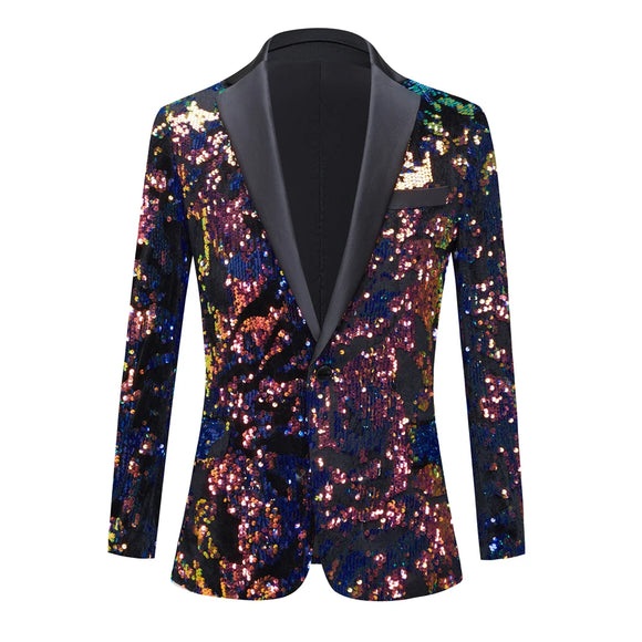 Men's Shawl Lapel Blazer Designs Plus Sequins Suit Jacket DJ Club Stage Singer Clothes  Nightclub Blazer Wedding Party Suit Jacket MartLion black US 36R  XS 