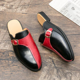Mules Summer Sandals Loafers Half Shoes Diamond Leather Men's Shoes Designer Slides Slippers MartLion 2602 Black Red 48 