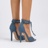  Women's Slim High Heel Sandals Rivet Belt Buckle Runway Shoes Banquet Tassel Shoes MartLion - Mart Lion
