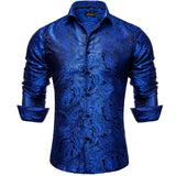 Luxury Men's Long Sleeve Shirts Red Green Blue Paisley Wedding Prom Party Casual Social Shirts Blouse Slim Fit Men's Clothing MartLion   