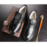 Genuine Leather Shoes Men's Winter Boots Warm Cotton Cold Winter Cow Leather Footwear Black MartLion   