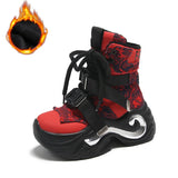 Winter Chunky Boots For Women Thick Plush Warm Snow Ankle Boots Wedges Leather High Platform Sneakers Woman Motorcycle Shoes MartLion red with fur 39