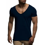 Men's T Shirt Chicken Heart Collar Recreational T-shirt for Short-sleeved Tops MartLion Navy XXXL 