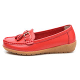 Spring Autumn Women Genuine Leather Loafers Flats Moccasins Shoes Casual Ladies Black MartLion Red 39 