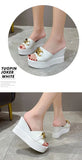 Chain High Heels Slippers Women Wedding Shoes Summer White Black Platform Wedges Slides Ladies Beach Slippers MartLion