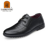 genuine leather soft sole men's casual leather shoes, cowhide breathable, lightweight, non slip lace up leather shoes MartLion black 38 