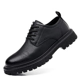 Men's Retro Casual Leather Shoes Cowhide Platform Big Head Platform Form British Style Low Work MartLion 2 40 