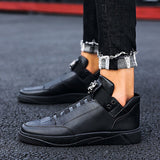 Autumn Men's Casual Sneakers Patent Leather Ankle Boots High-top Basketball Trainers Breathable Sport Shoes Mart Lion   