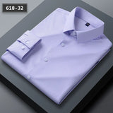 Stretch Anti-Wrinkle Men's Shirts Long Sleeve Dress Slim Fit Social Blouse Striped Shirt MartLion 618-32 45-55kg 38 