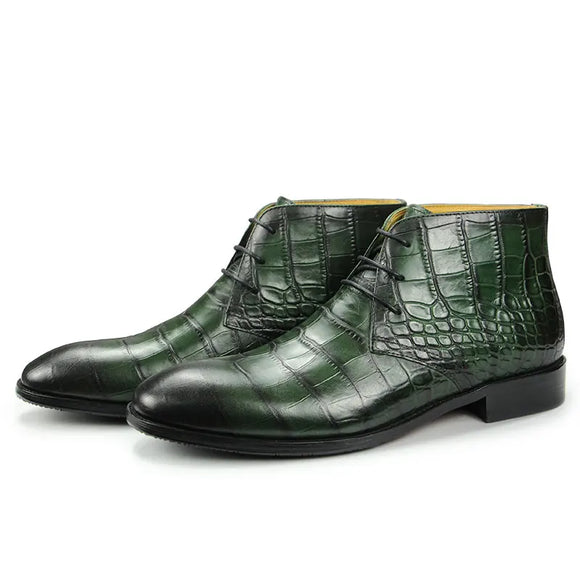 Men's Elegant Handmade Ankle Boots Genuine Leather Luxury Designer Spring Autumn Footwear Pointed MartLion - Mart Lion