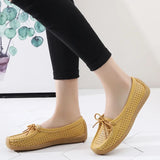 Women Shoes Moccasins Flats Loafers Genuine Leather Slip on Ballet Bowtie MartLion   