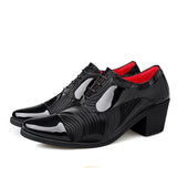 Men's Red  White Luxury Oxford Shoes Height Increase Patent Leather Formal Office Wedding High Heels MartLion Black 820 38 