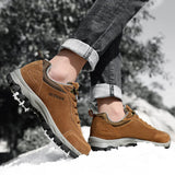 Winter Leather  Men's Ankle Boots Casual Shoes Outdoor Waterproof Work Tooling Hiking Sneakers Warm Military Snow MartLion   