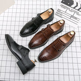 British Style Elegant Men's Dress Shoes Split Leather Formal Social Oxfords Mart Lion   