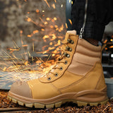 Genuine Leather Men's Boots Protective Shoes Safety Puncture-Proof Work Safety Steel Toe Military MartLion   